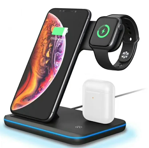 15W Fast Wireless Charging station Quick Charging stand 3 in 1 Wireless Charger